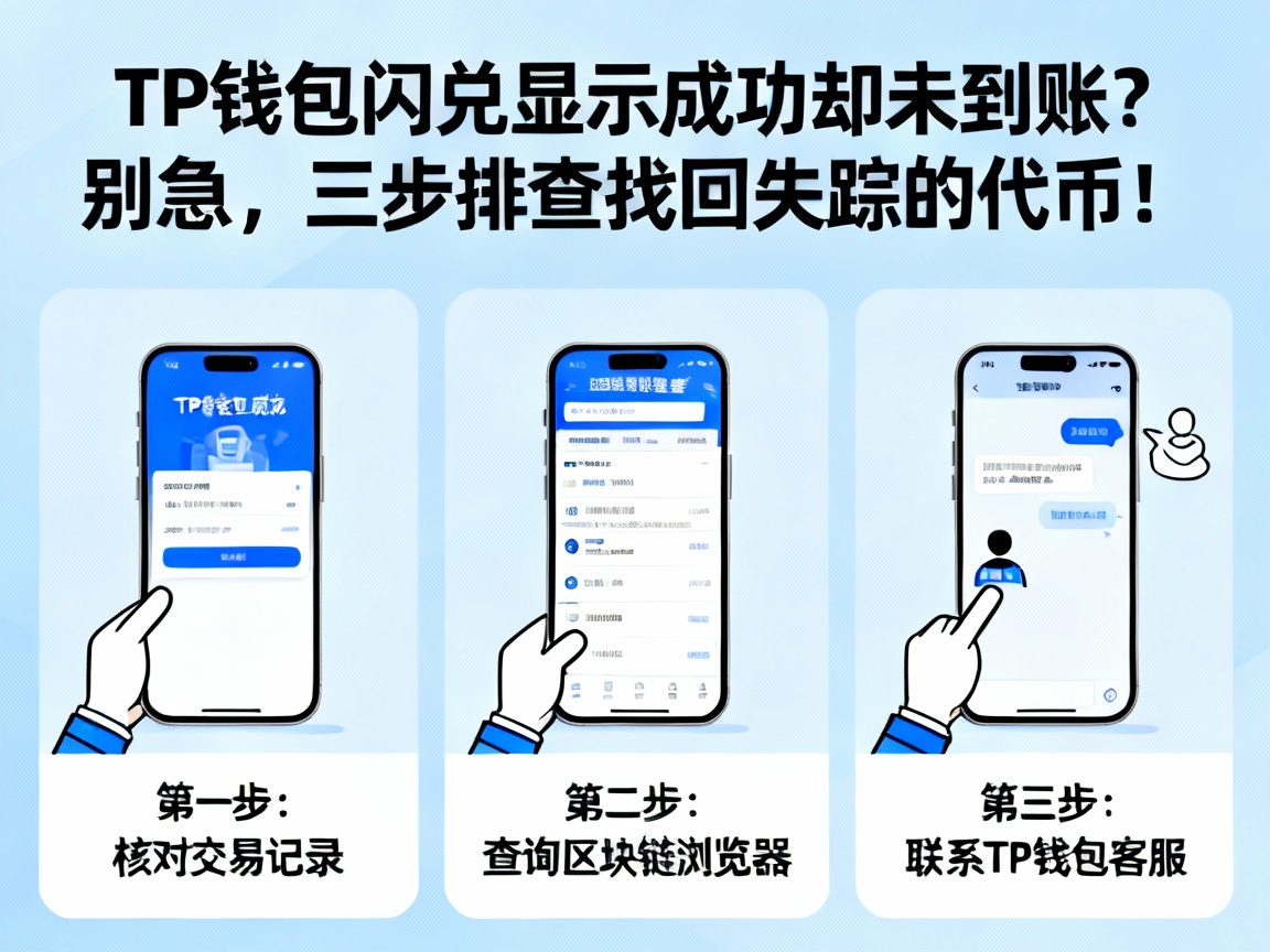 TP钱包闪兑显示成功却未到账？别急，三步排查找回失踪的代币！