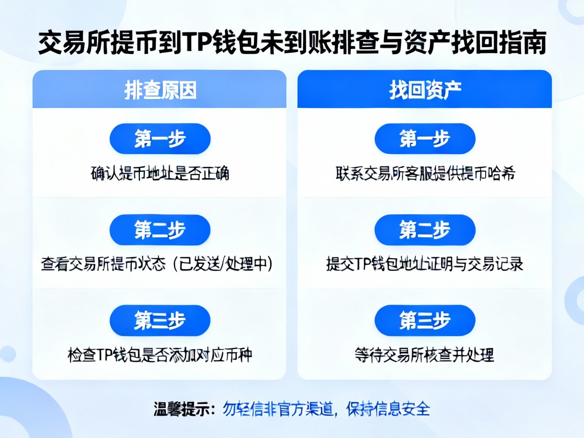 交易所提币到TP钱包没到账？别慌！一文带你排查原因、找回资产